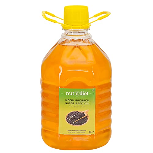 Image of nutndiet Wood Pressed Niger Seed Oil (100% Cold Pressed (Kacchi Ghani) using Wooden Kolhu /Chekku) (Ramtil ka Tel | रामतिल का तेल | Huchellu Enne | ಹುಚ್ಚೆಳ್ಳು ಎಣ್ಣೆ) | PET Bottle (3L)