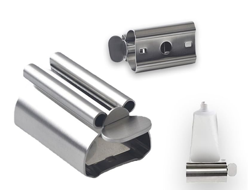 1Pc Silver Stainless Steel Toothpaste Squeezer,Tube Squeezer Rollers Toothpaste Tube Wringer Seat Holder Stand,Daily Living Tube Squeezing Aids,Tube Squeezers Bathroom Safety,Aids and Accessories