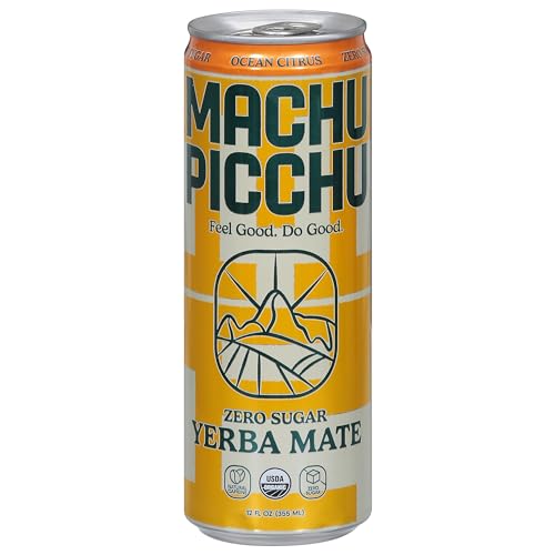 Machu Picchu Energy Organic Yerba Mate Zero Sugar Energy Drink Ocean Citrus 12 fl oz (Pack of 2) image 4