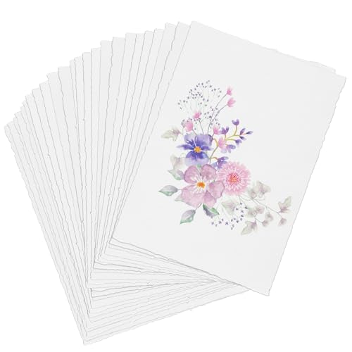 Büttenpapier A6 Handgeschöpftes Papier 160g 30 Blätter Aquarellpapier 15x10cm Watercolor Paper msymsyu Baumwollblätter für Schreiben und Zeichnen sowie zur Herstellung kreativer Einladungskarten