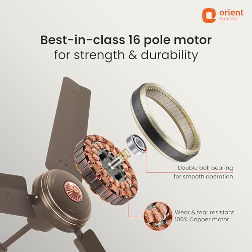 Image of Orient Electric 1200 mm Summercool| PSPO technology for powerful airflow| 16-pole motor| Ornamental bottom design| Anti-rust Aluminium blades| 5-year warranty| Smoke Brown, pack of 1