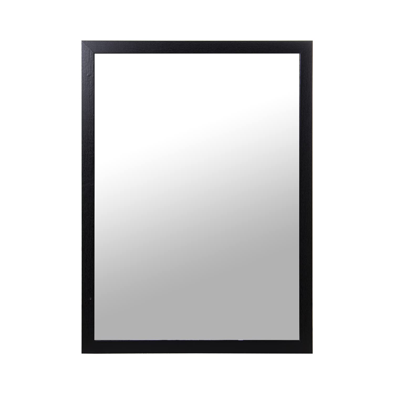 DRW Espejo de Pared Rectangular de Madera DM y Papel en Negro 55x1,2x75cm, INT. 52x72cm