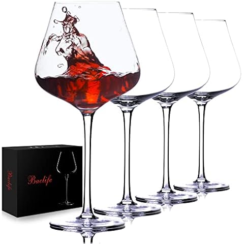 Hand Blown Red Wine Glasses Set of 4 Cover