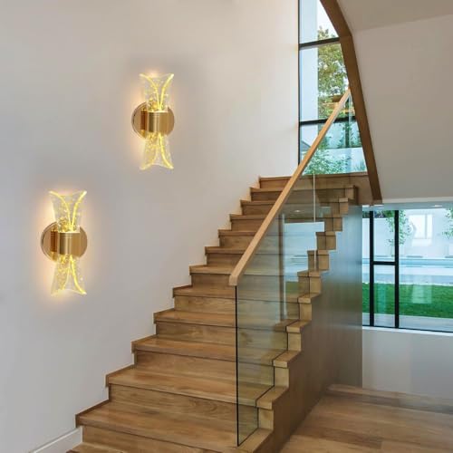 Image of Groeien 12W | 3 Color LED Nordic Sconce Crystal Glow Transparent Indoor Home Acrylic Wall Lamp for Bedroom Living Room Corridor Lighting Fixtures Wall Mount(Warm+Natural+Coolwhite)