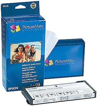 Epson PictureMate Print Pack Inkjet Cartridge, 100 Sheets Glossy Photo Paper T5570 image 4