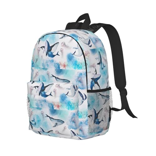 Sac à dos confortable imprimé baleine pour université et travail - 2