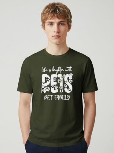 Image of INDISSH T-Shirt for Man | Regular and Plus Size Upto 7XL | Pet Lover Graphic Printed | Round Neck Cotton Fabric Regular fit Casual T-Shirt for man - RNM-PETFAMILY-PAR