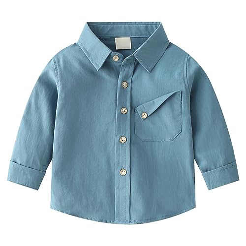 Little Boys Girls Shirts Spring Thin Jacket Long Sleeve T Shirts Top Lapel Collar Jacket Coats with Pockets