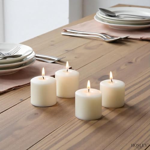 Image of Hosley Set of 72 Unscented Ivory Votive Candles - Bulk Pack, Clean-Burning, Long-Lasting 10-12 Hour Burn Time - Ideal for Weddings, Home Decor, Spa, and Events