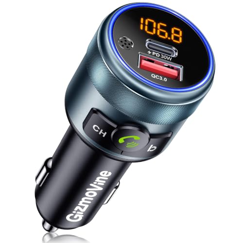 Transmisor FM Bluetooth Coche 5.3,Bass,Manos Libres,Control Giratorio