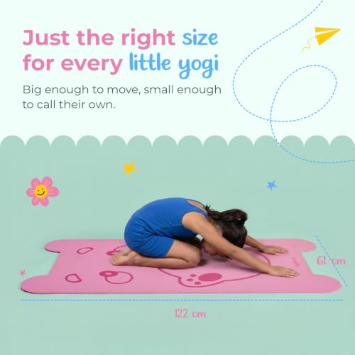 Image of Lifelong Kids Yoga Mat with Carrying Strap | Non-Toxic Yoga Mat for Children Workout & Exercise | Slip-Resistant Floor Mat for Kids Fitness, Play & Meditation | Exercise Mat for Home (Pink)