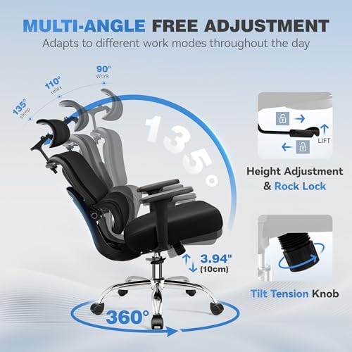 Image of Ergonomic Desk Chair, Breathable Mesh Office Chair for Long Hours, 2 Pack