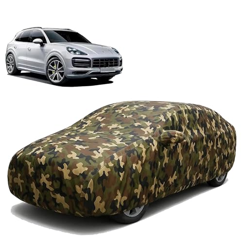 Image of Sulfar 100% Waterproof Car Body Cover Compatible with Mirror for Porsche Cayenne with Long Lasting Durable Material (Triple Stitched, Full Bottom Elastic, Camouflage Army)