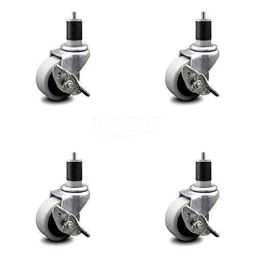 Service Caster - 2 Inch Swivel Thermoplastic Rubber Casters and 1-7/8 Expanding Adapter Stem and Brake - 320 lbs. Total Capacity - Set of 4