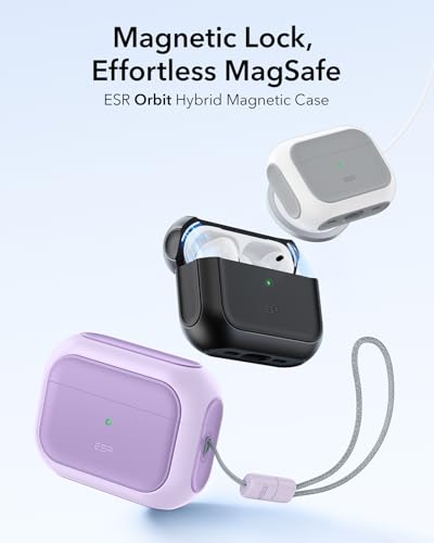 Image of ESR for AirPods Pro 3 Case, Compatible with AirPods Pro Case 3rd Generation (2025), Compatible with MagSafe, Full Drop Protection Cover with Lanyard, Purple