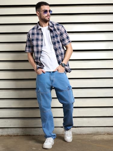 Image of HIGH STAR Men's Mid Rise Straight Jeans (HSMJNS2404 Blue 2, 30)