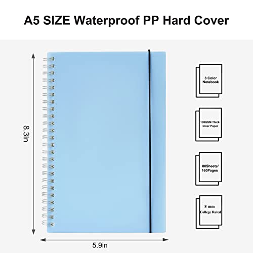 Papier ligné 100g d'exception pour ce lot de 3 carnets A5 à spirale - 3