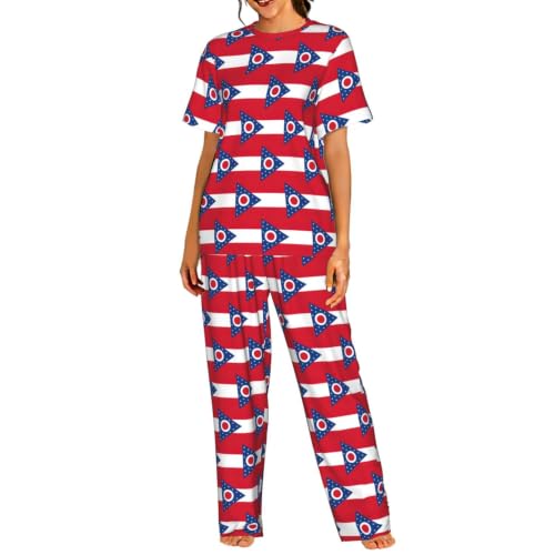 Pyjama 2 pièces femme ensemble haut manches courtes pantalon doux S-3XL