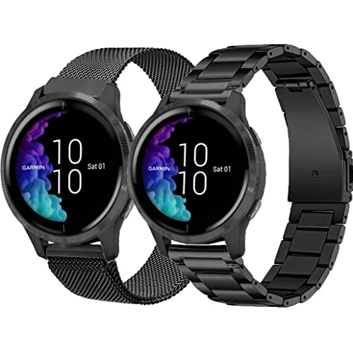 GARTOO 20mm Metal Bands for Garmin VivoActive 6/5/3,Forerunner 165/55/245/645 Watch Band, Garmin...
