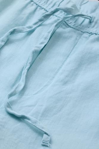 Image of SNITCH Men Trousers | Relaxed Fit Mid Rise Drawstring Waist | 100% Linen Lightweight & Breathable Fabric | Ideal for Casual Summer & Beach Wear