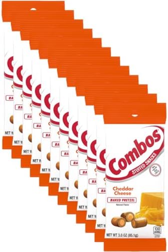 COMBOS Stuffed Pretzel Snacks Cheddar Cheese Pretzels Individual Bags 3 Oz