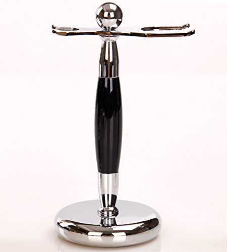 Deluxe Stainless Steel Shaving Brush Stand Holder for Razor & Brush Weighted Base