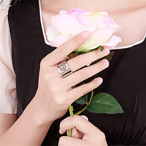 HIJONES Women's Stainless Steel Hollow Tree of Life Ring Simple Wedding Engagement Band for3