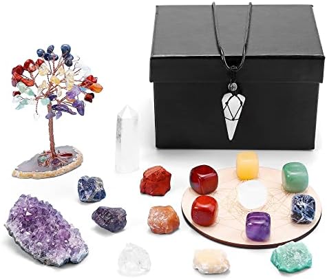 CrystalTears Healing Crystals Set 7 Chakra Crystal Stones Tumbled & Raw ...