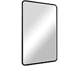 Photo 1 of 32.87 in. H Rectangular Aluminum Alloy Framed Rounded Black Wall Mir