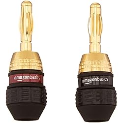 Amazon Basics Gold Plated Banana Plugs Speaker Wire Connectors, 12 Pairs (24 Count), Easy Install, 0.5