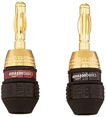 Amazon Basics Speaker Connector Banana Plug to Banana Plug, 0.5" x 0.5" x 1.3", Black, 24 Count (Pack of 12)