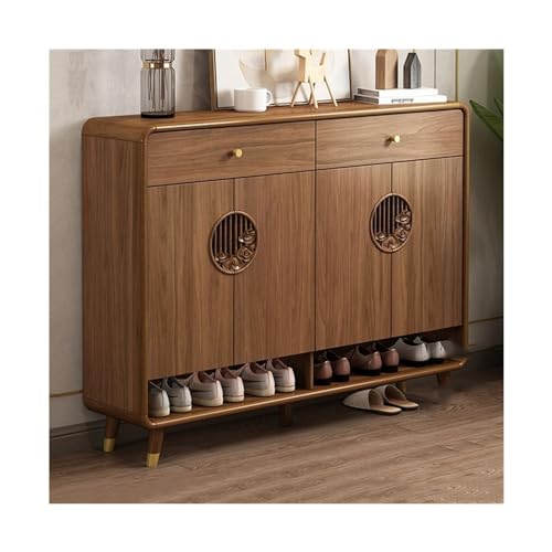 Shoe Rack Shoe Cabinet with Solid Wood Frame, Shoe Organizer with Doors and Drawer, Freestanding Shoe Storage Cabinet for Entryway Living Room Shoe Organizer (Size : 140x35x100cm) ()