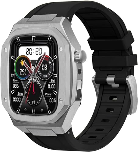 Kit modification Apple Watch 45mm boîtier acier bracelet caoutchouc