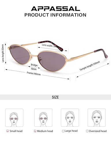 Retro Oval Cat Eye Sunglasses for Women, Vintage Metal Frame with Spring Hinge, Trendy Fashion Glasses AP3730