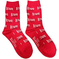 Beatles Socks: Love me do (Red, Mens) – Red – - Les Beatles, Paul McCartney, John Lennon, RIngo Starr, George Harrison