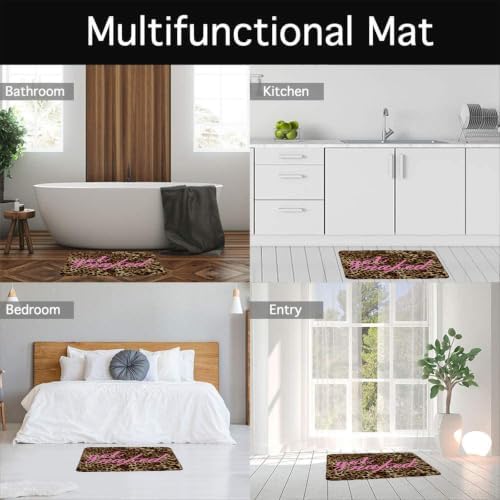 ZNLSU Get Naked Bath Mat Leopard Cheetah Print Funny Quotes Brown Pink Modern Simple Bathroom Decor Rug Doormat Toilet Floor Rug,17.8x29.5 Inch - 5