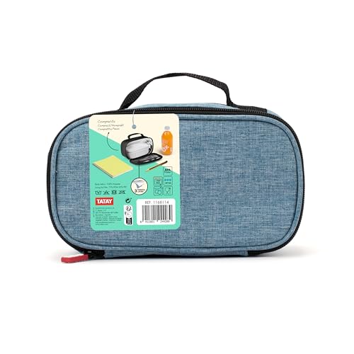 Miniatura 3 de Tatay Bolsa Termica Porta Alimentos Impermeable - Urban Food Mini 1,5l Triple Capa Aislante Cuerpo Semirrígido Bolsillo Interior 21,5x9x12 Cm, Azul Denim