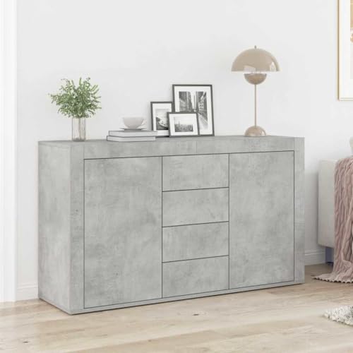 Frdhee Muebles De Salon Alacena Cocina, Vitrina Gris hormigón 120 x 36 x 69 cm Madera contrachapada Mueble Recibidor para Comedor, salón, Cocina
