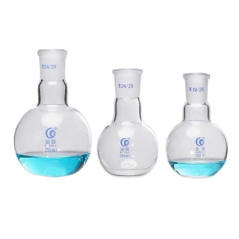1 pallone da distillazione da laboratorio da 50 ml a 1000 ml n. 24, con collo singolo e fondo piatto.(150ml)