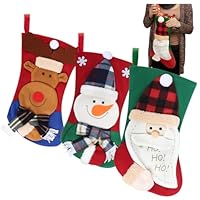 Decorazione natalizia Calzini natalizi con lettere Calza di Babbo Natale ricamata Calzini di Natale Calze di Babbo Natale da riempire da appendere per dolcetti (M, 19X14cm