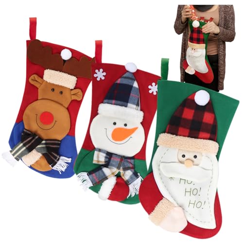 com-four® 3X calcetín navideño Premium XL para Rellenar, Botas de Papá