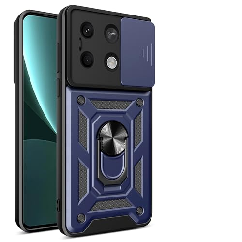 bojioderf Compatible with Honor X8 5G / X6 4G / X6S 4G Case,Compatible with Honor Play6C Magnetic Bracket [PC+TPU] 2 in 1 Slide Lens Blue