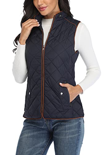 Anienaya Women's Quilted Vest Lightweight Padded Gilet Stand Collar Sleeveless Zip Up Puffer Warm Jacket W 2 Pocket #TOP2