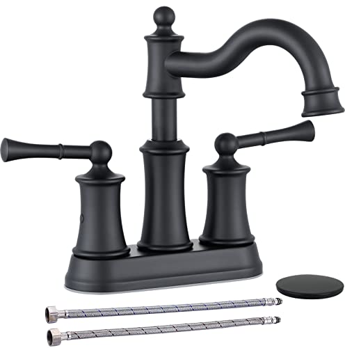 Roman deck-mount or wall-mount faucet with pop-up drain, matte black