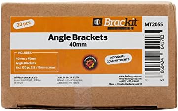 Angle Brackets - Zinc Plated Steel Corner Brackets - 16mm /0.63" Wide 40mm /1.57" Long with Screws - 30 Pack By Brackit
