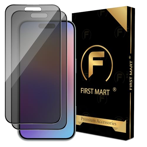 FIRST MART Militry-Grade Privacy Tempered Glass for iPhone 17 / iPhone 16 Pro - Anti-Spy Edge to Edge Coverage I Case Friendly, 9H Hardness, Bubble-Free | Anti-Peeping, 2 Pack