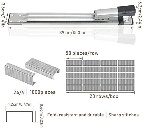 Cisolen Long Arm Stapler, 25 Sheet Capacity, Desktop Stapler for Binding Documents and Booklet