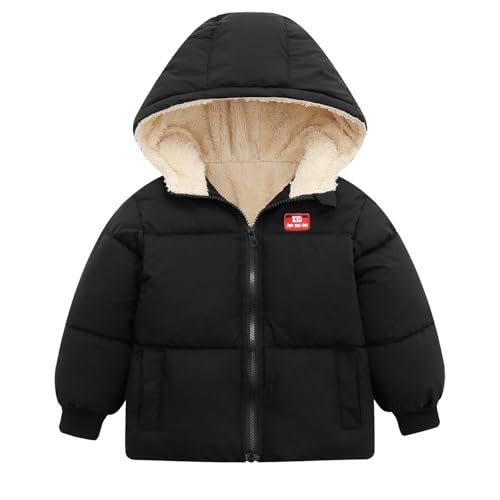 LAVIQK 1-7 Years Baby Boys Girls Toddlers Winter Coats Hooded Puffer Jacket Down Snow Jacket Warm Fleece Coat Solid Outerwear