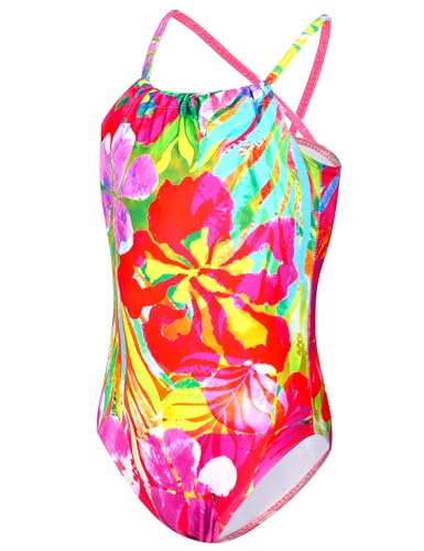 Image of TENVDA Girls Swimsuit Summer Beach Sport Halter Bathing Suits One Piece Swimwear for 2-12 Years Old Kids