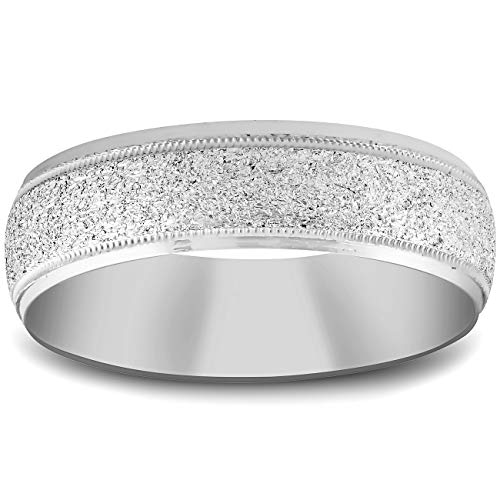 P3 POMPEII3 10K White Gold 6mm Textured Mens Wedding Band